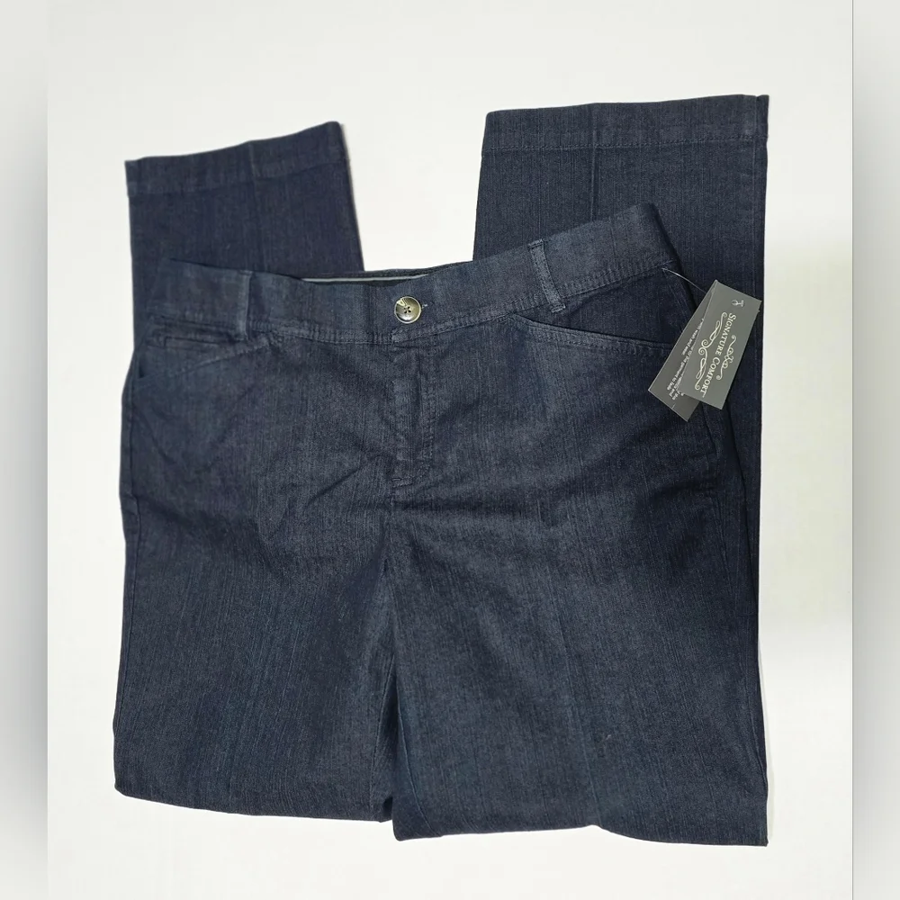 NWT Christopher & Banks Womens 12 Dark Blue Denim Pants Signature Comfort - Picture 8 of 12